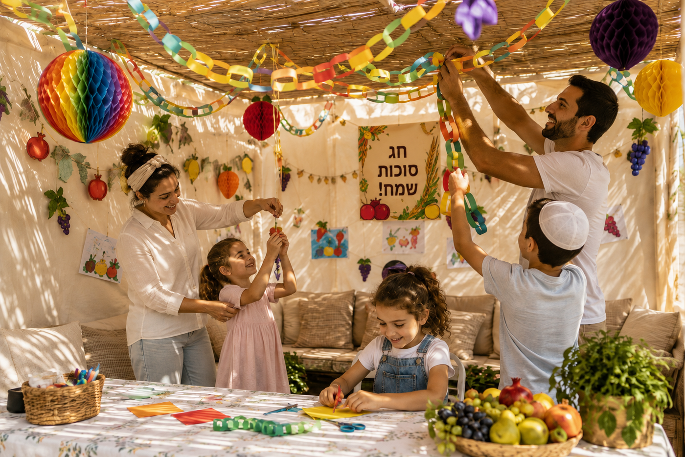 רעיונות לקישוט הסוכה עם הילדים