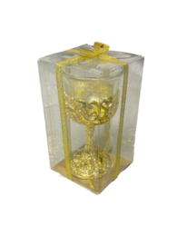 גביע קטן פלסטיק +כוסית זכוכית -זהב דגם 21286