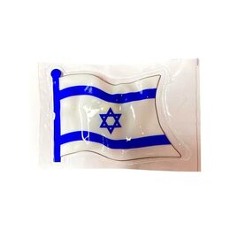 מדבקה דגל ישראל עם אור כ-8*12 ס"מ- נדלק בלחיצה וכבה לבד