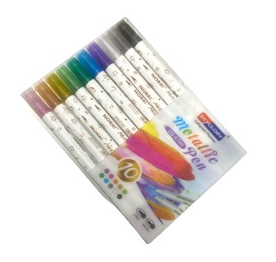 10 טושים צבעוניים דו צדדיים (דק ועבה) זוהרים
