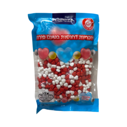 סוכריות דחוסות בטעם פירות לבבות אדום לבן