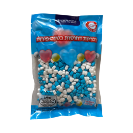 סוכריות דחוסות בטעם פירות לבבות כחול לבן