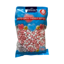 סוכריות דחוסות בטעם פירות לבבות ורוד לבן