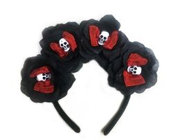 קשת פרחים וגולגולות לתחפושת שלד/מכשפה- פורים