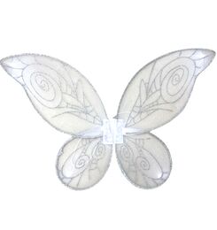 כנפיים פיה/פרפר לבן כסף נצנצים 58*55 ס"מ- פורים