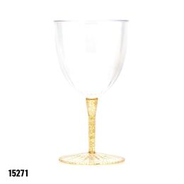 כוסות יין מיני כ-100 ס"ל רגל נצנצים זהב 8 יח