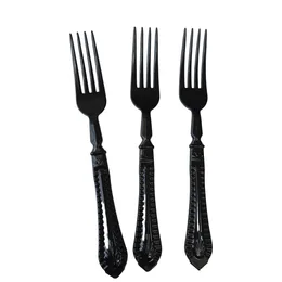 מזלגות מעוטרות פלסטיק צבע שחור- 10 יח'