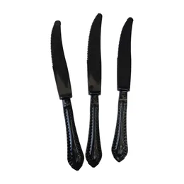 סכינים מעוטרות פלסטיק צבע שחור- 10 יח'