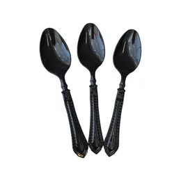 כף מעוטרות פלסטיק צבע שחור- 10 יח'