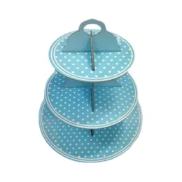 מעמד קאפקייקס 3 קומות תכלת עם נקודות לבנות