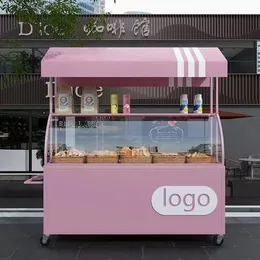 למכירה - דוכן יריד מפואר דגם אושרי עם ויטרינה זכוכית 1.80 ורוד על גלגלים