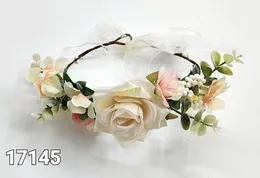 זר פרחים לראש וינטג' שמנת נגיעות ורוד