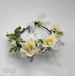 זר פרחים לראש וינטג' לבן נגיעות שמנת