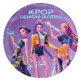 צלחת נייר גדולה קיי פופ 10 יח K POP ציידות השדים