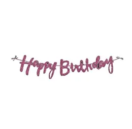 שרשרת קישוט HAPPY BIRTHDAY ורוד