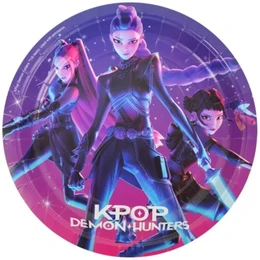 צלחת נייר גדולה קיי פופ 8 יח' K POP ציידות השדים