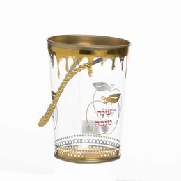 קופסא PVC עם מכסה פח שנה טובה ק. 6.5/8.5 ס"מ, ג. 11.5 ס"מ