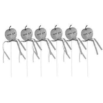 6 קיסמים גבוהים תפוח כסף נצנץ שנה טובה- עשוי קלקר